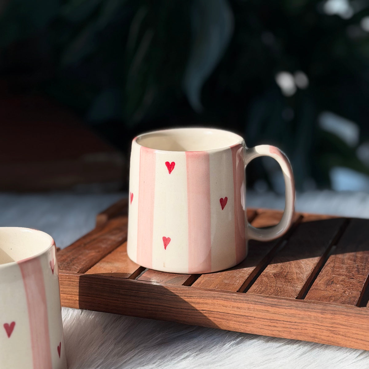 Pink Heart Stripe Coffee Mug