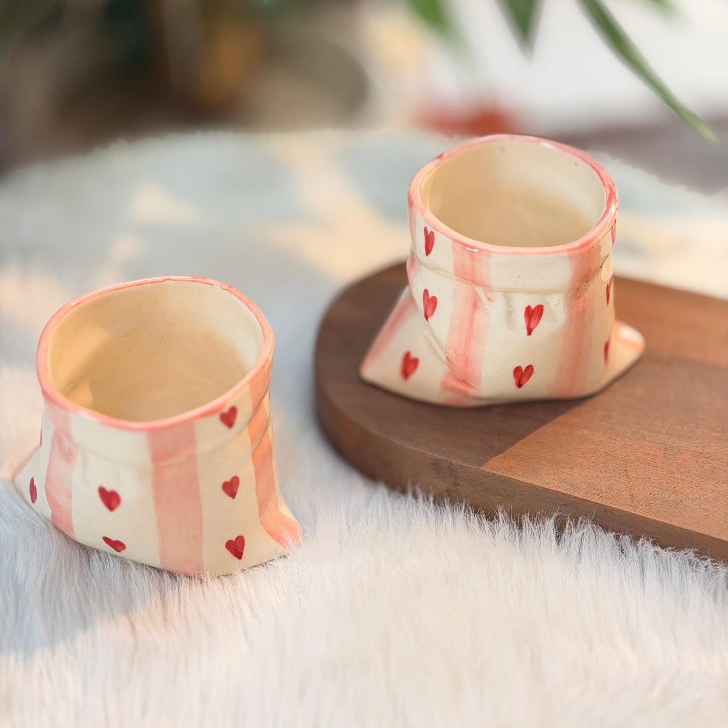 Crumpled Heart Ceramic Coffee Pouch
