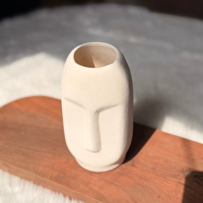 Abstract Face Ceramic Vase (white)