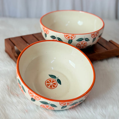 Citrus Charm Handcrafted Ceramic Serving Bowl