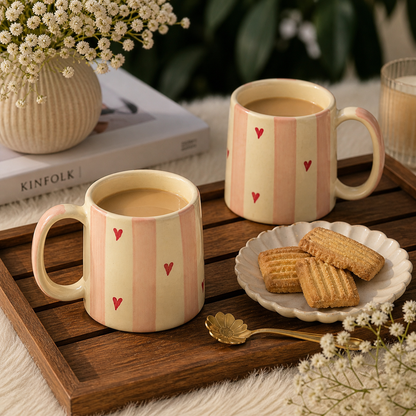 Pink Heart Stripe Coffee Mug