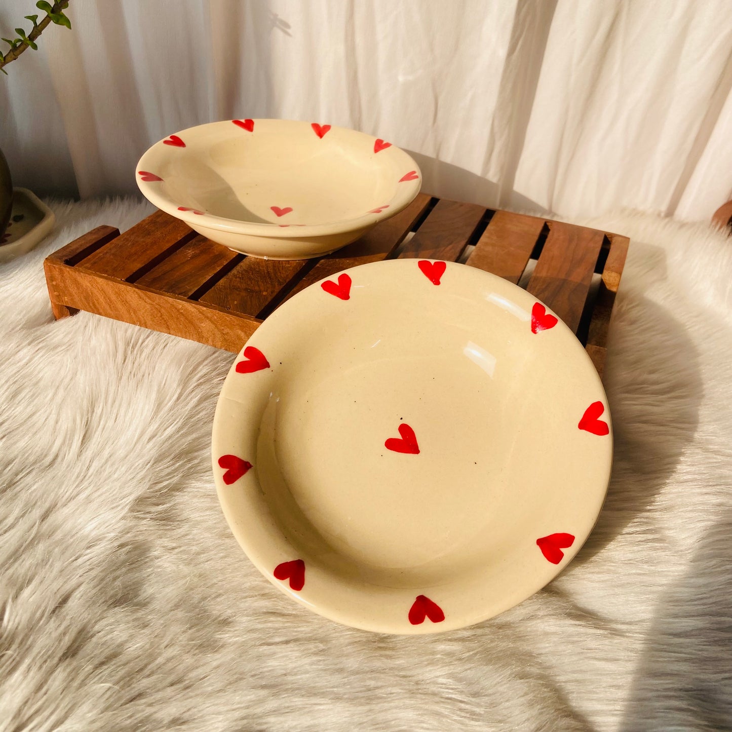 Red Heart Pasta Plate