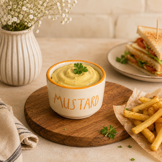 Ceramic Mustard Dip Bowl | Sauce & Condiment Serving Bowl