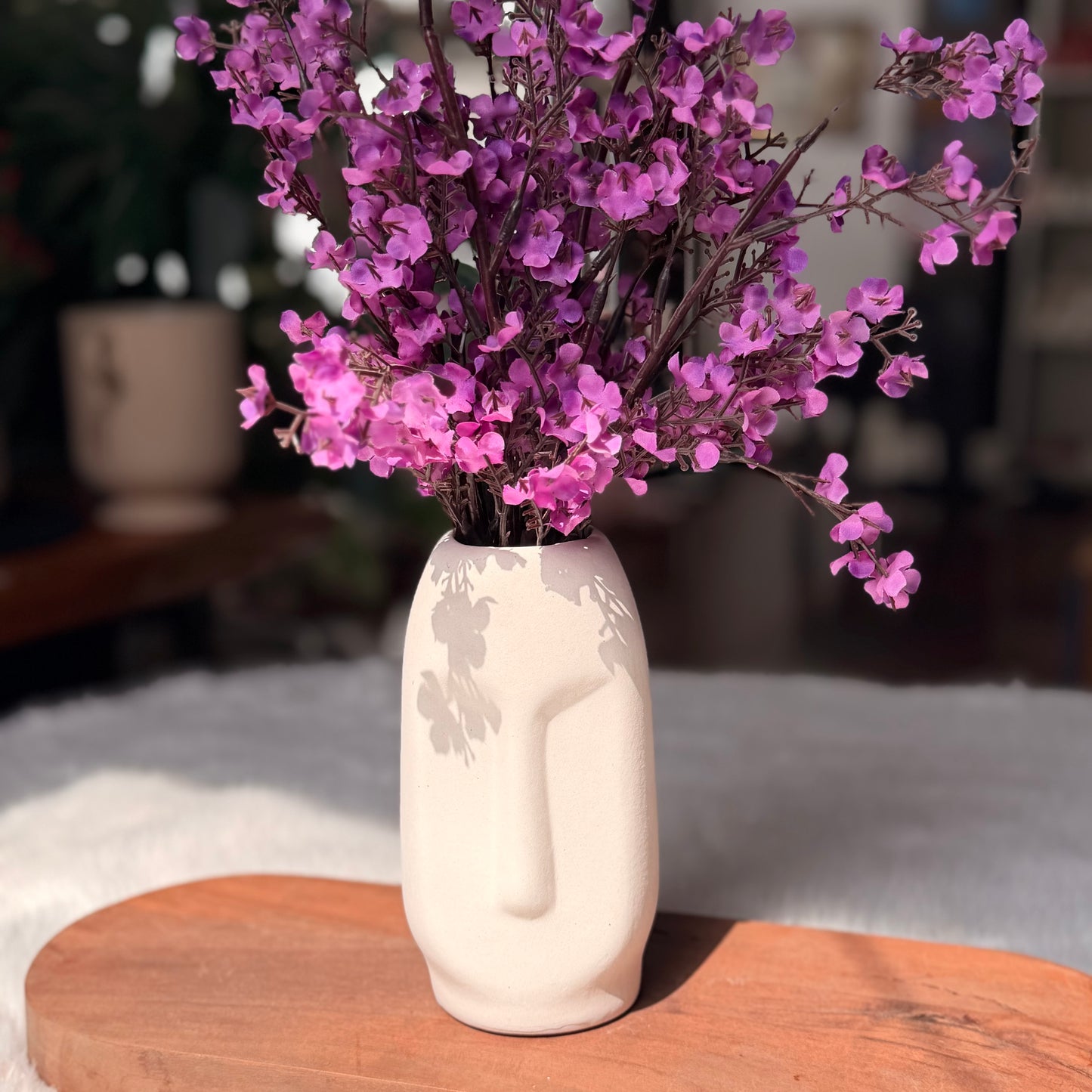 Abstract Face Ceramic Vase (white)