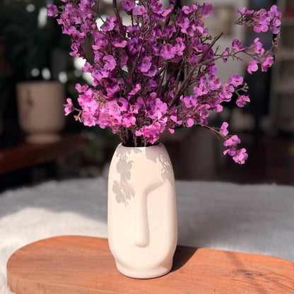 Abstract Face Ceramic Vase (white)