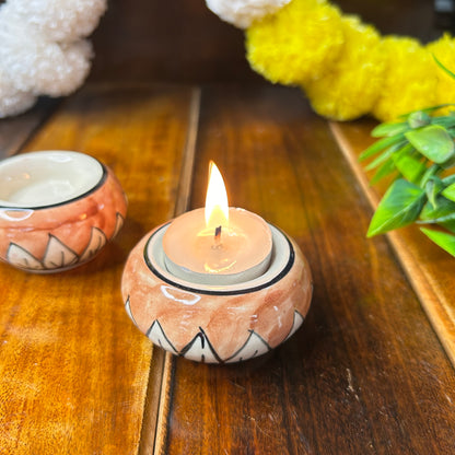 Brown Round T-lights Holder ( set of 2 )