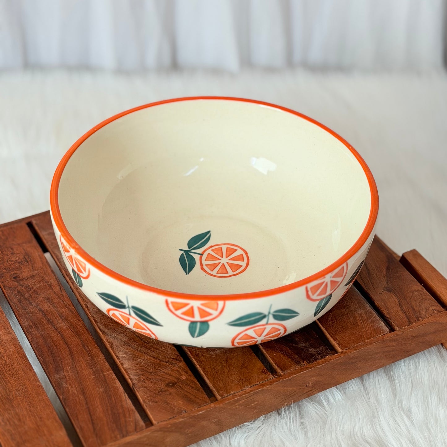 Citrus Charm Handcrafted Ceramic Serving Bowl
