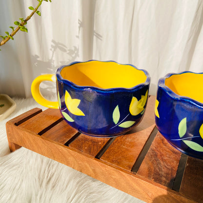 Midnight Blossom Broad Mug - yellow