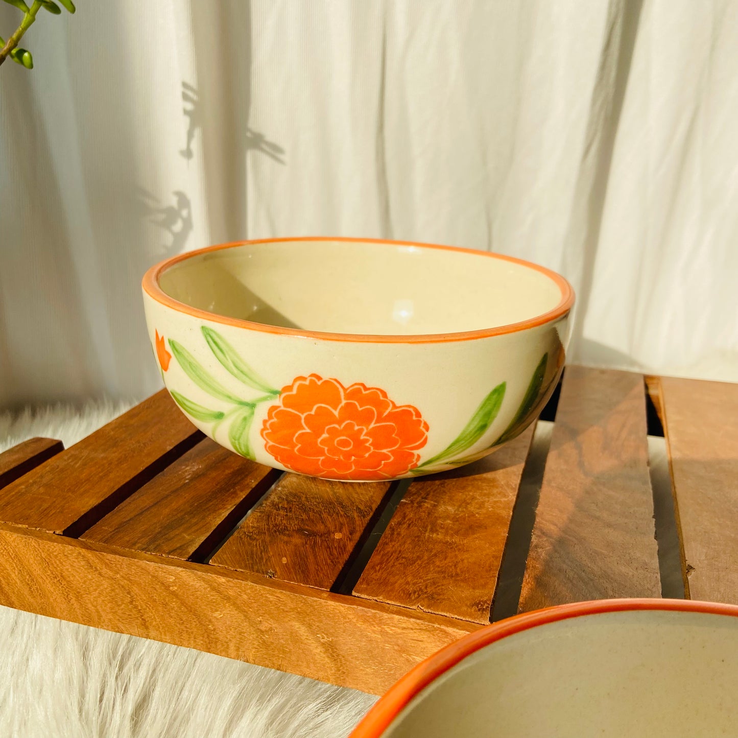 Marigold Garden 3-Piece Ceramic Set – Plate, Bowl & Mug (Hand-Painted)