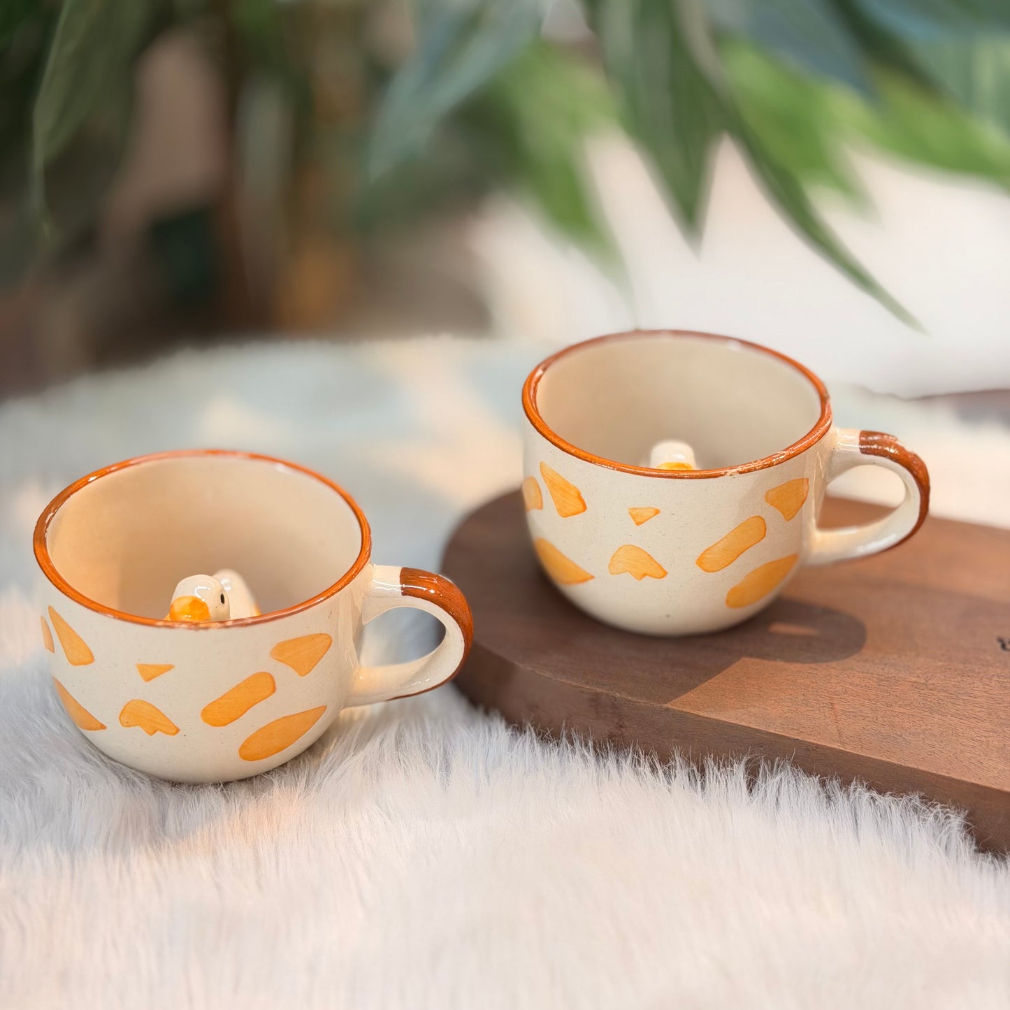 Terrazzo Ceramic Coffee Mug with 3D Duck | Artisan Tea & Coffee Cup