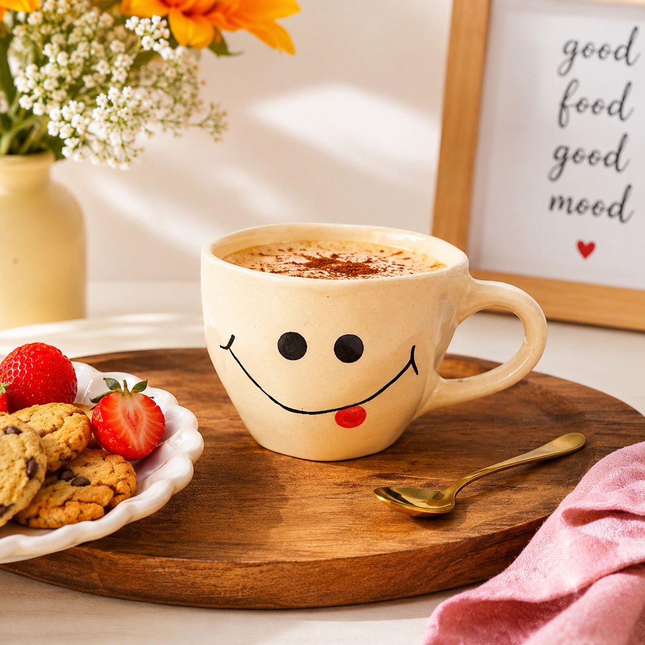 Happy Smiley Handmade Ceramic Coffee Mug