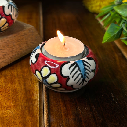 Red Round T-lights holder ( set of 2 )