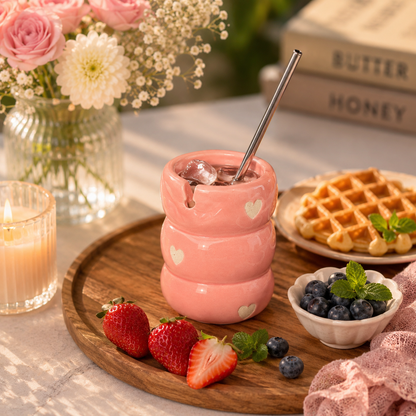 Blush Heart Sip Cup with Steel Straw