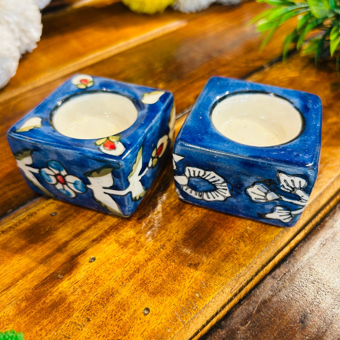 Blue Square T-Light Holder ( set of 2 )