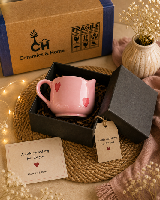 Blush Heart Ceramic Coffee Mug – Handcrafted Pink Love Mug | Gift Edition