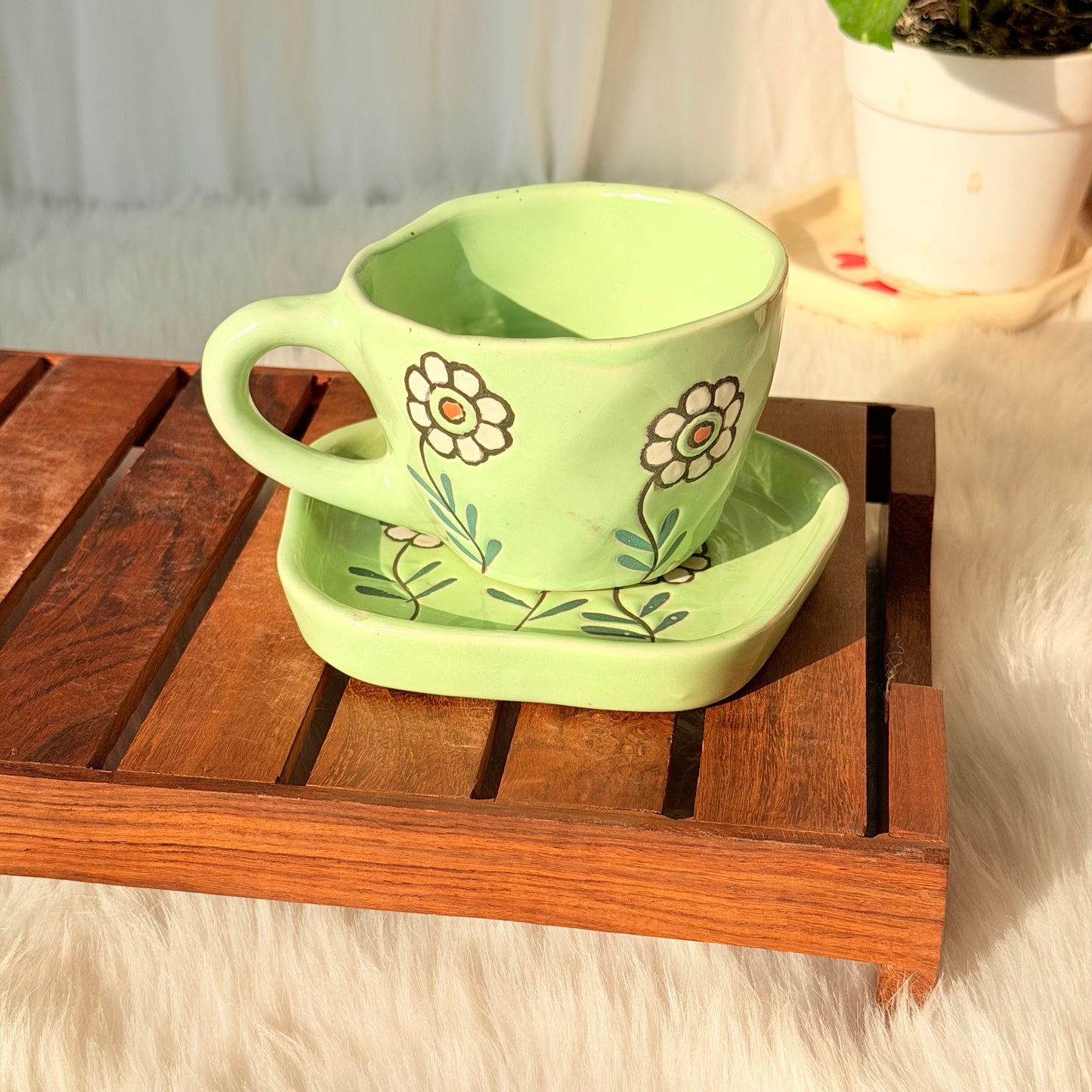 Meadow Bloom Ceramic Cup & Saucer Set