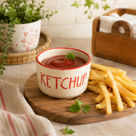 Ceramic Ketchup Dip Bowl | Sauce & Condiment Serving Bowl