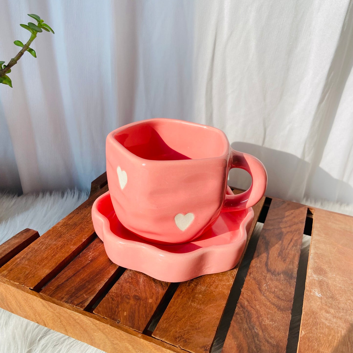 Pink Heart Cup Saucer