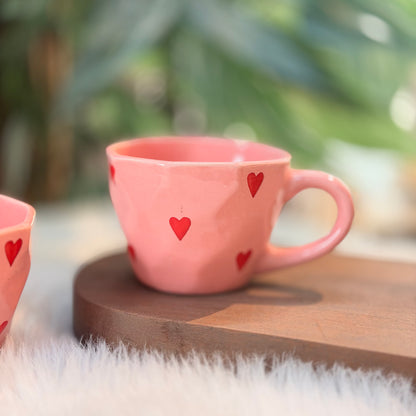 Pink Heart Ceramic Coffee Mug – Cute Love Mug