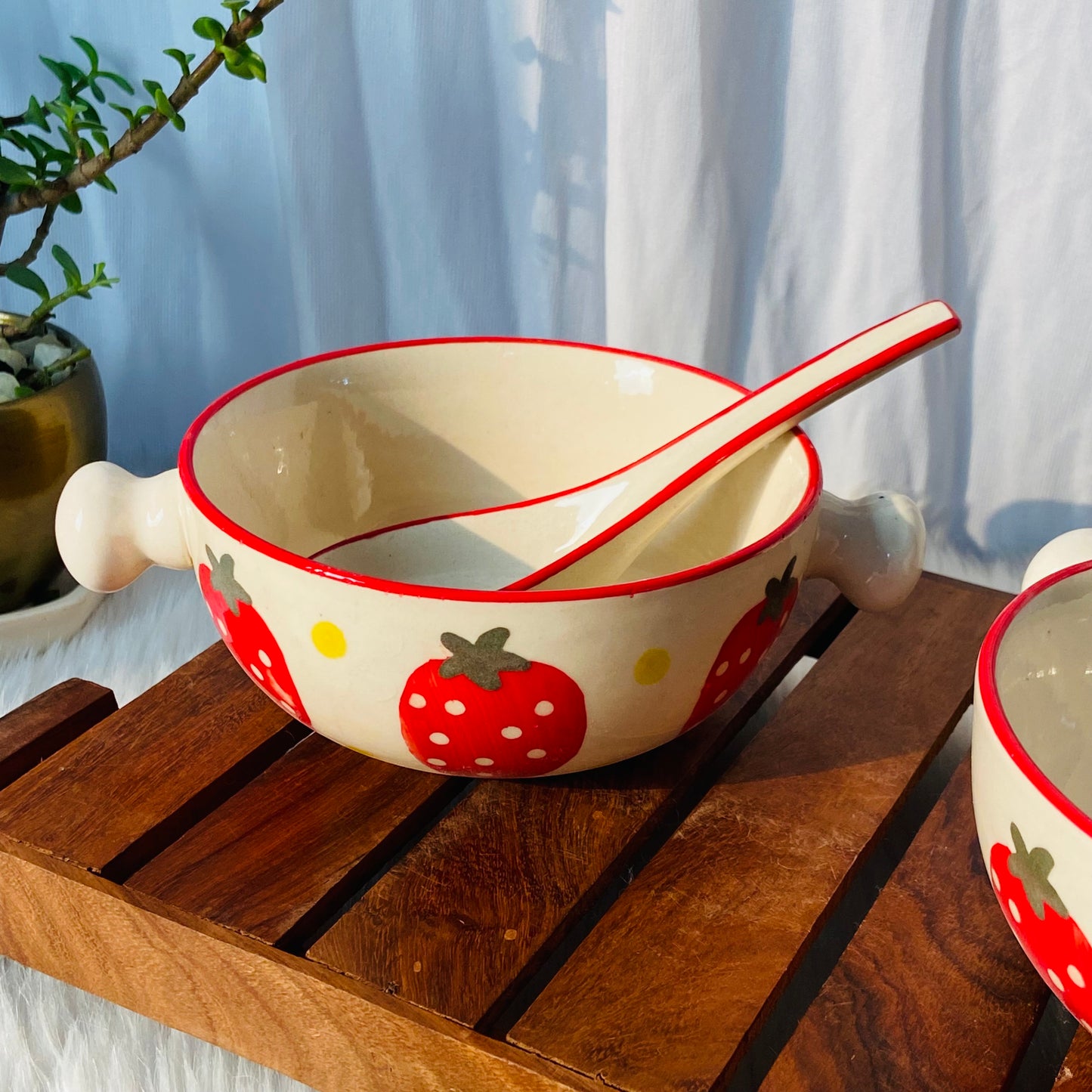 Strawberry Soup Bowl With Spoon
