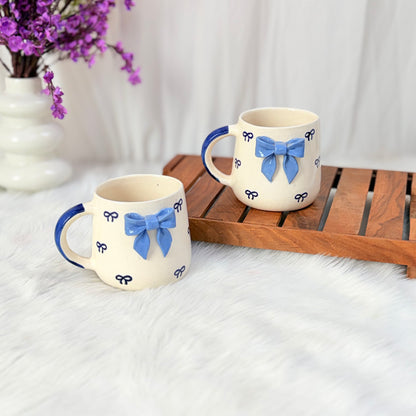 Elegant Blue Bow Ceramic Mug