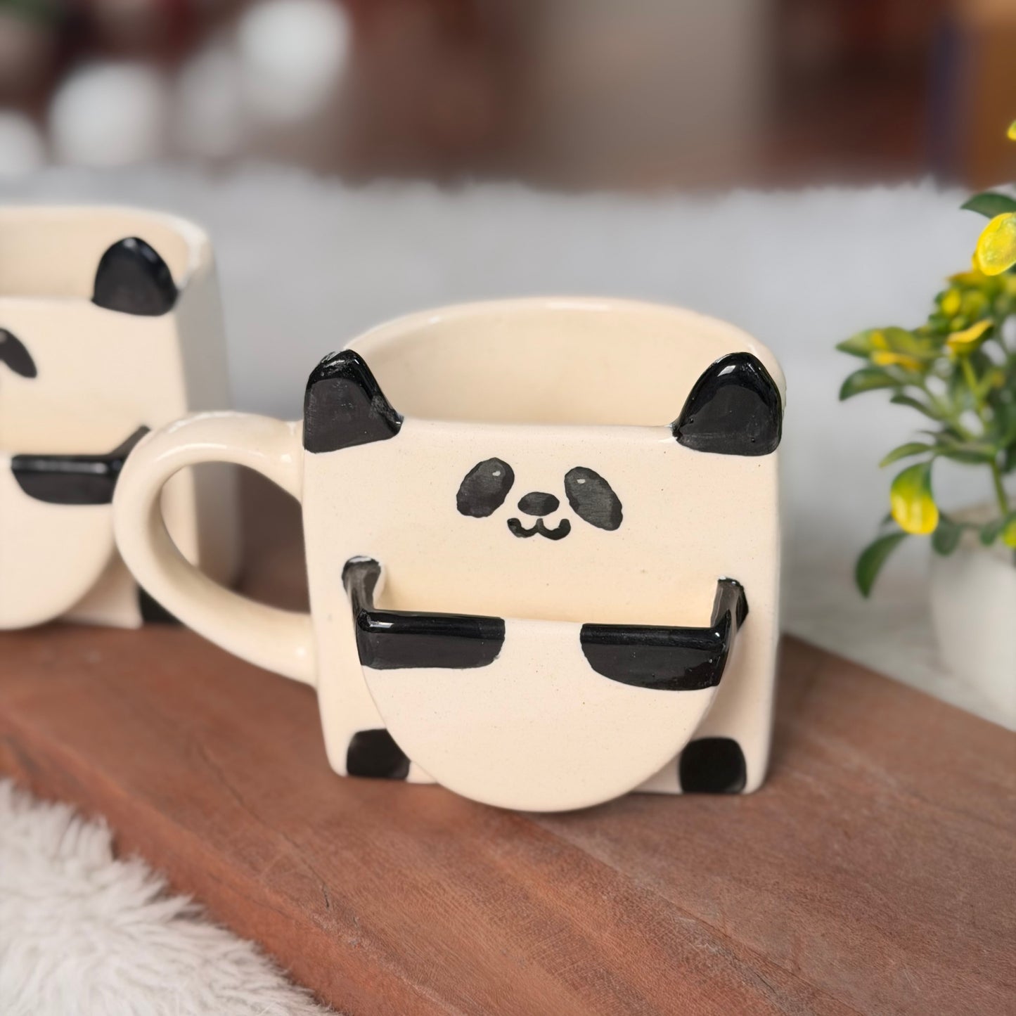 Handcrafted Panda Hug Ceramic Mug