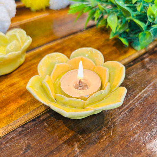 Yellow Flower T-Light Holder ( set of 1 )
