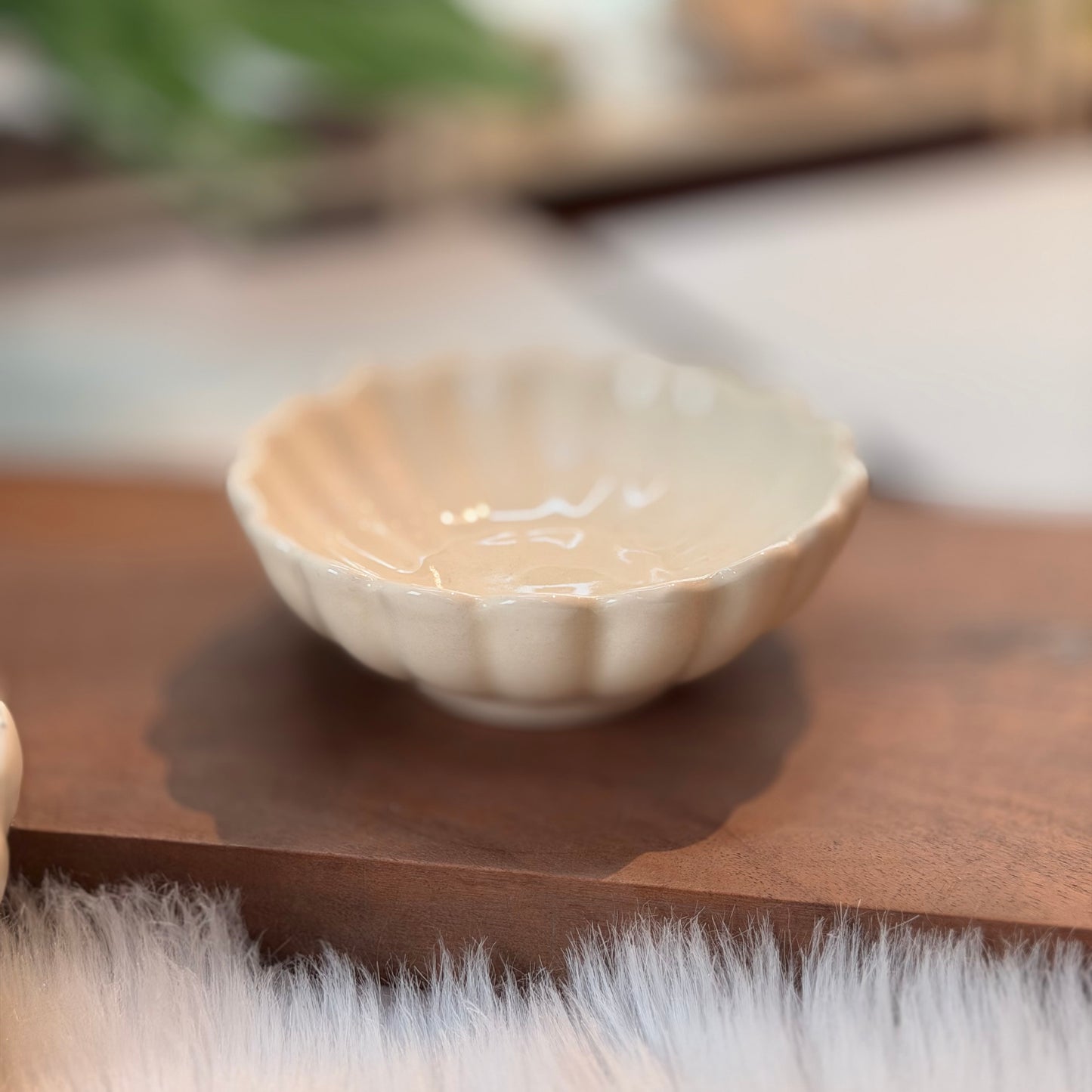 Ivory Bloom Ceramic Trinket Bowl (set of 2)