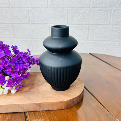 Monochrome Ripple Ceramic Vase Set (Black & White)