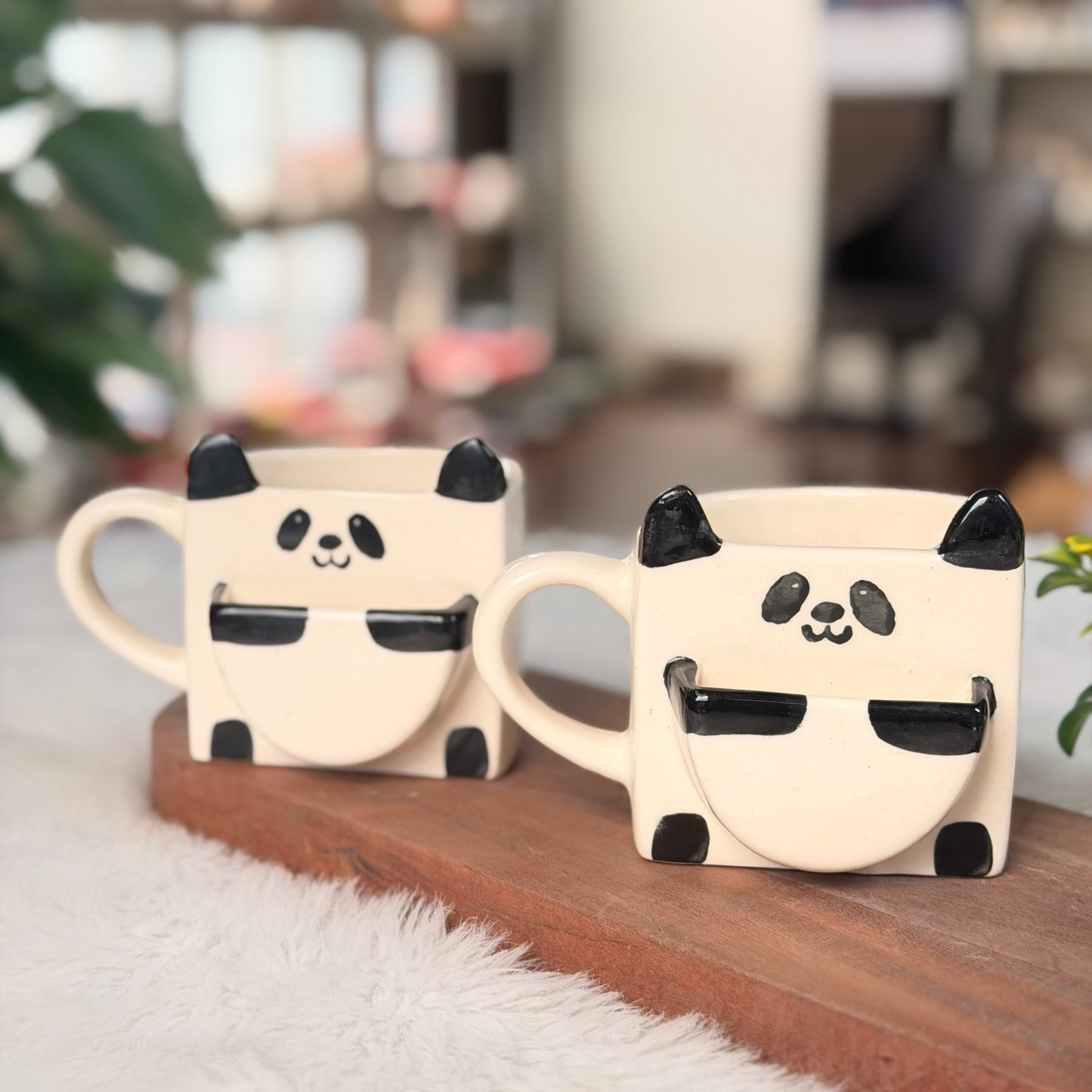 Handcrafted Panda Hug Ceramic Mug