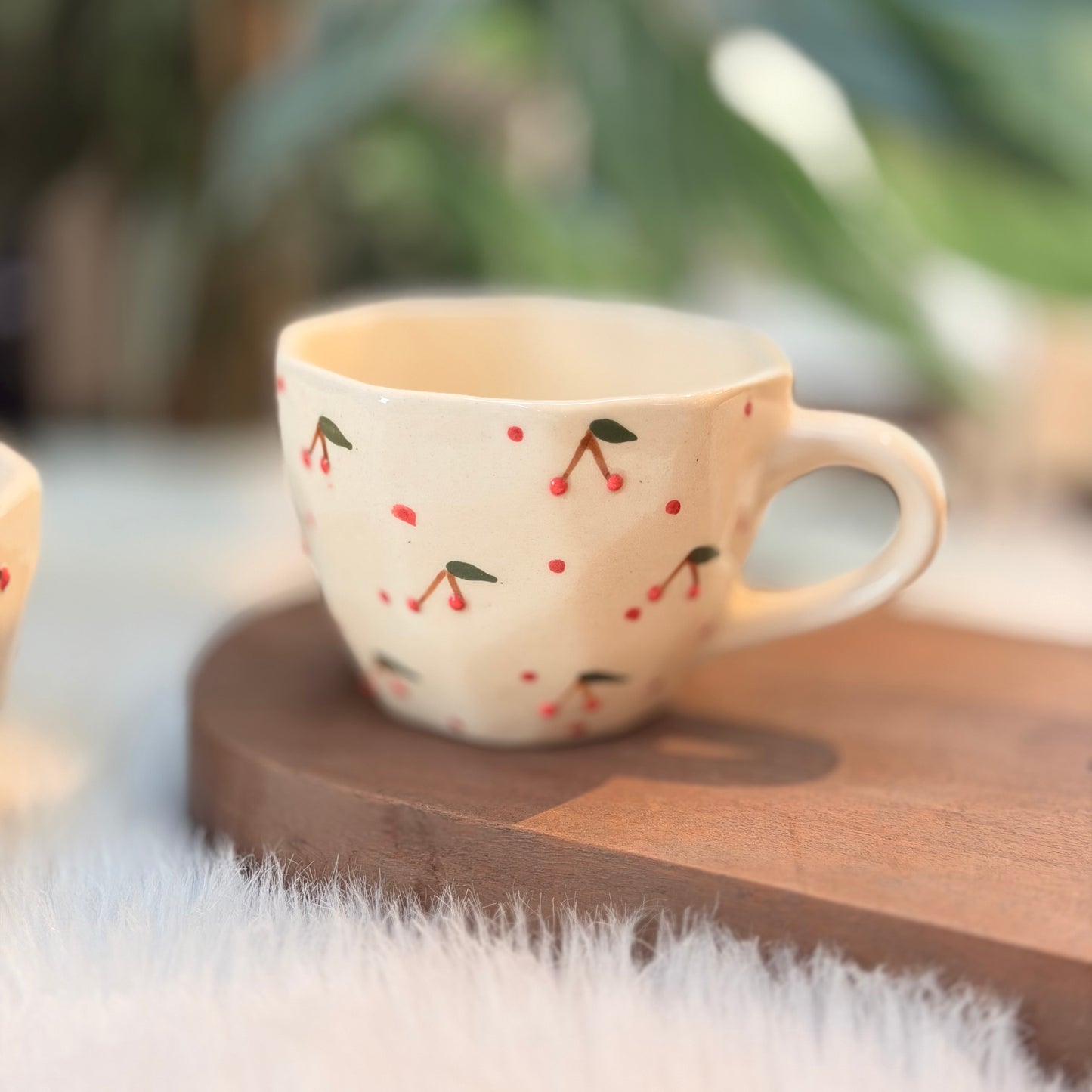 Cherry Ceramic Coffee Mug | Aesthetic Hand-Painted Tea & Coffee Cup