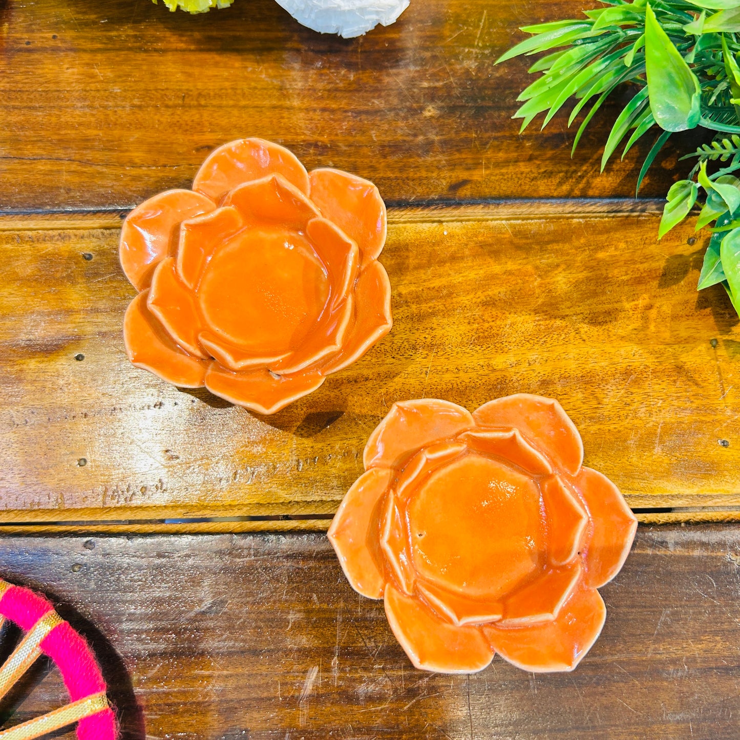 Orange Flower T-Light Holder ( set of 1 )