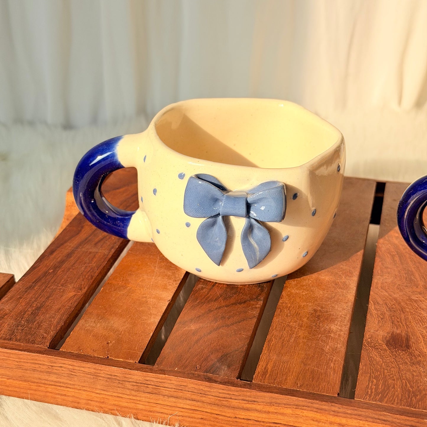 Midnight Blue Bow Ceramic Coffee Mug