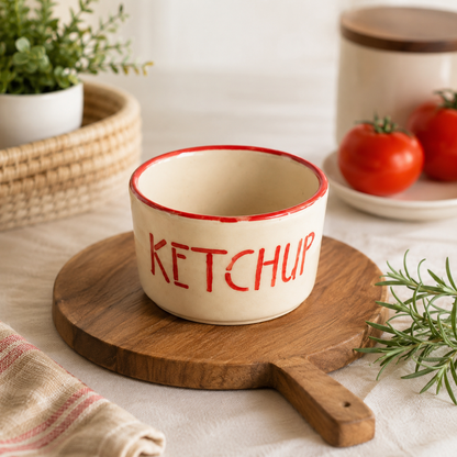 Ceramic Ketchup Dip Bowl | Sauce & Condiment Serving Bowl