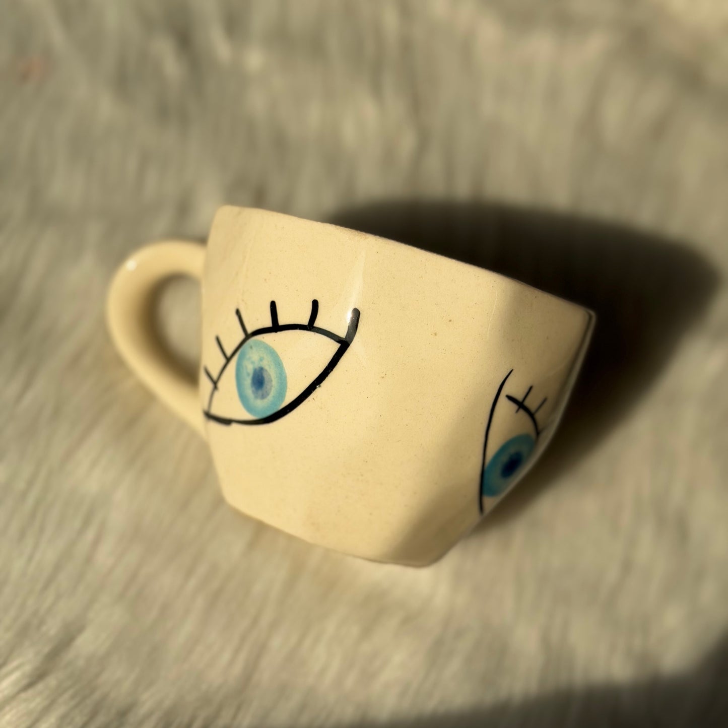 Evil Eye Ceramic Coffee Mug – Artisan Pottery Tea Cup