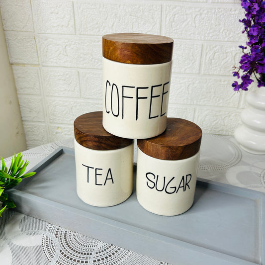 Tea Sugar Coffee Air Tight Jar Combo Set