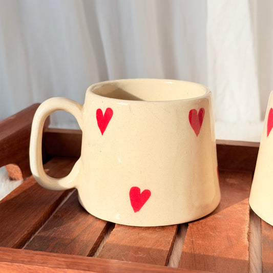 Ivory Hearts Ceramic Mug