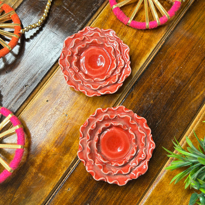Red flowers T-lights holder ( pack of 1 )