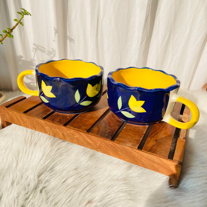 Midnight Blossom Broad Mug - yellow