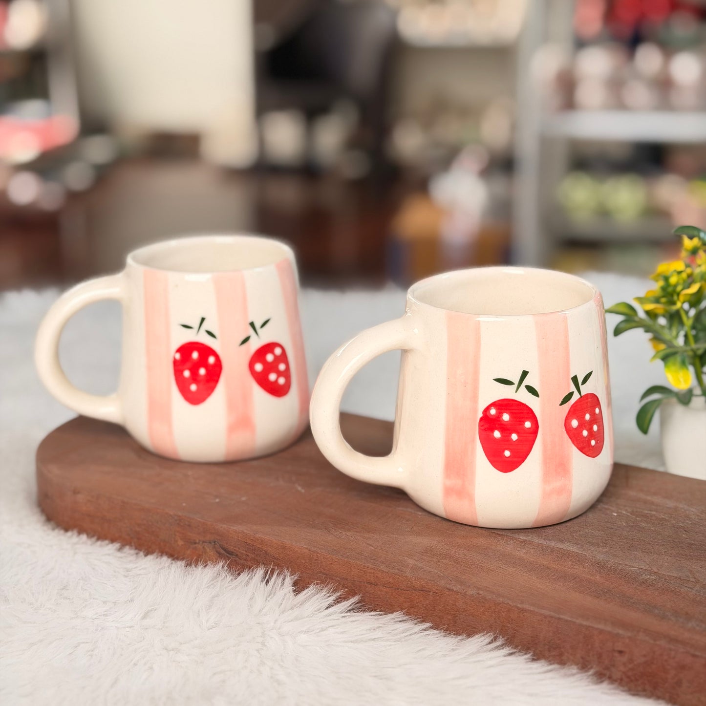 Handcrafted Strawberry Bliss Ceramic Mug