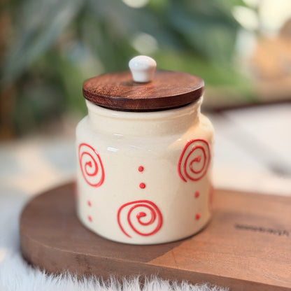 Candy Swirl lollipop Ceramic Storage Jar with Wooden Lid