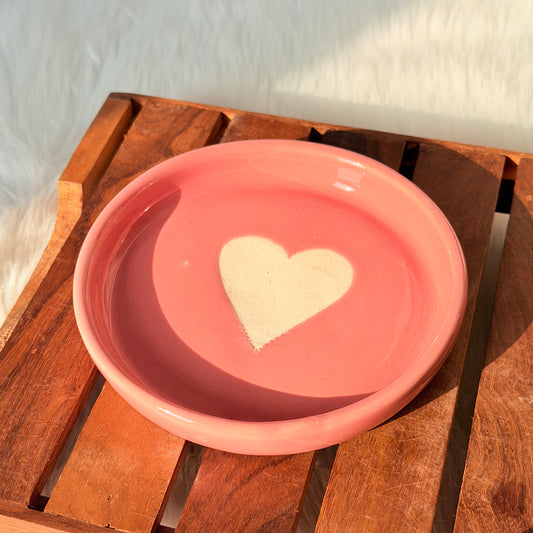 Peach Love Heart Ceramic Serving Plate