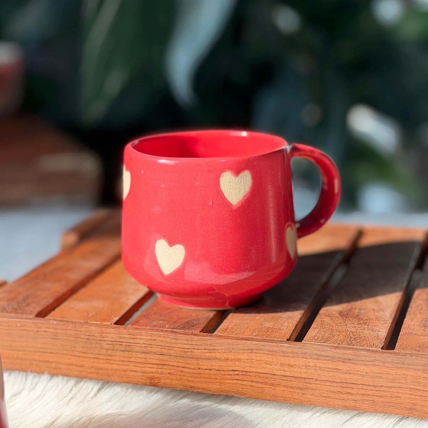 Red Heart Ceramic Tea Cup Set