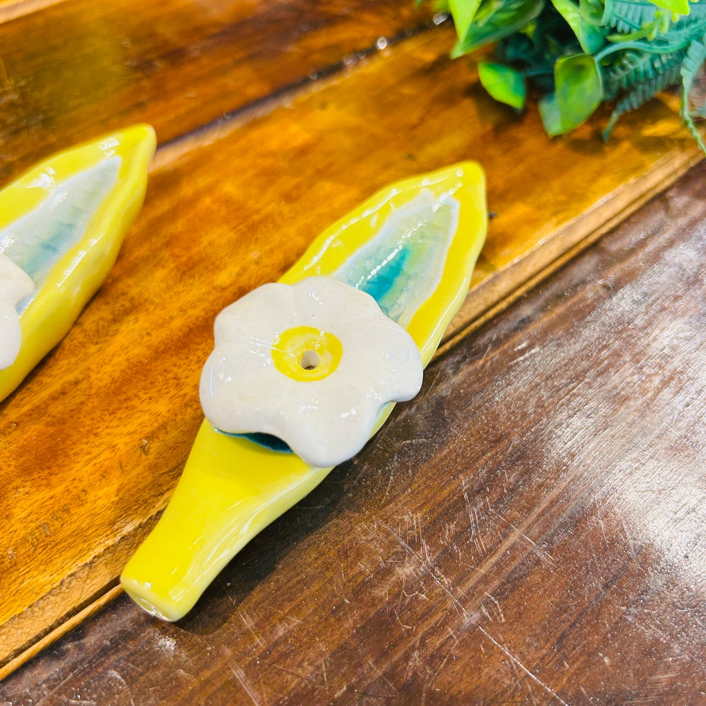 Yellow Leaf Incense Stick Holder ( pack of 1 )