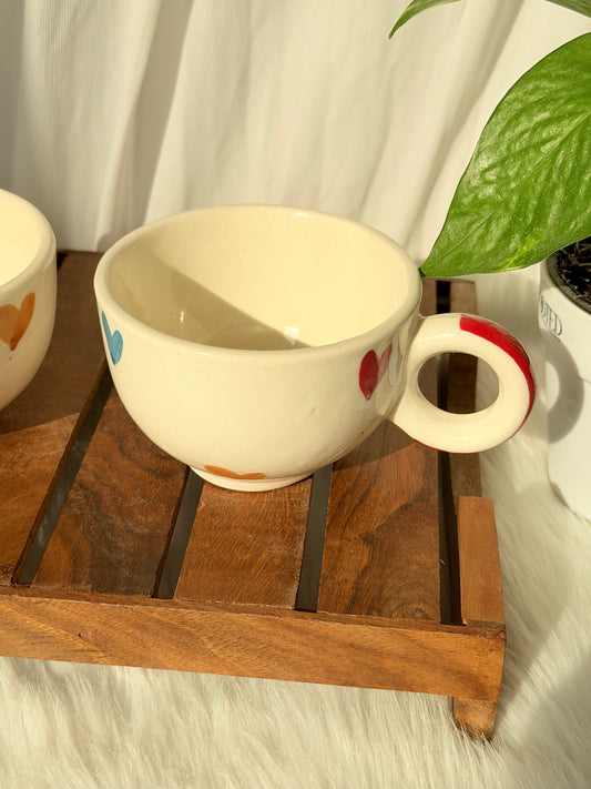 Pastel Heart Accent Ceramic Cup