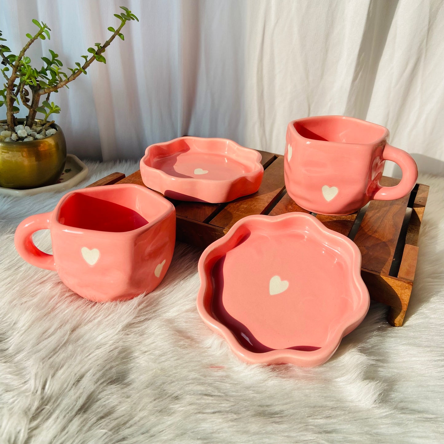 Pink Heart Cup Saucer