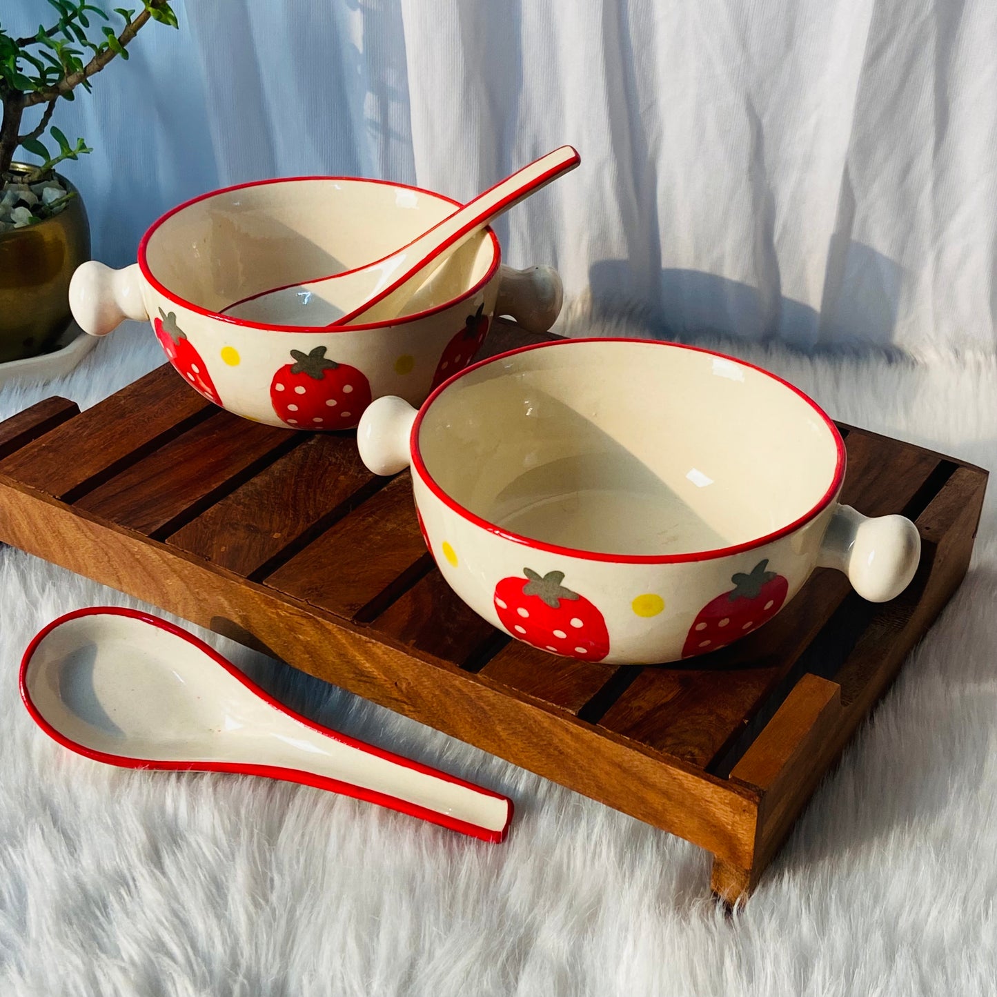Strawberry Soup Bowl With Spoon