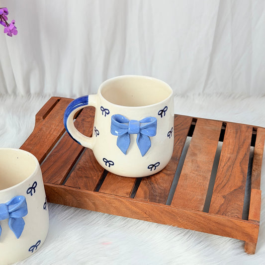 Elegant Blue Bow Ceramic Mug