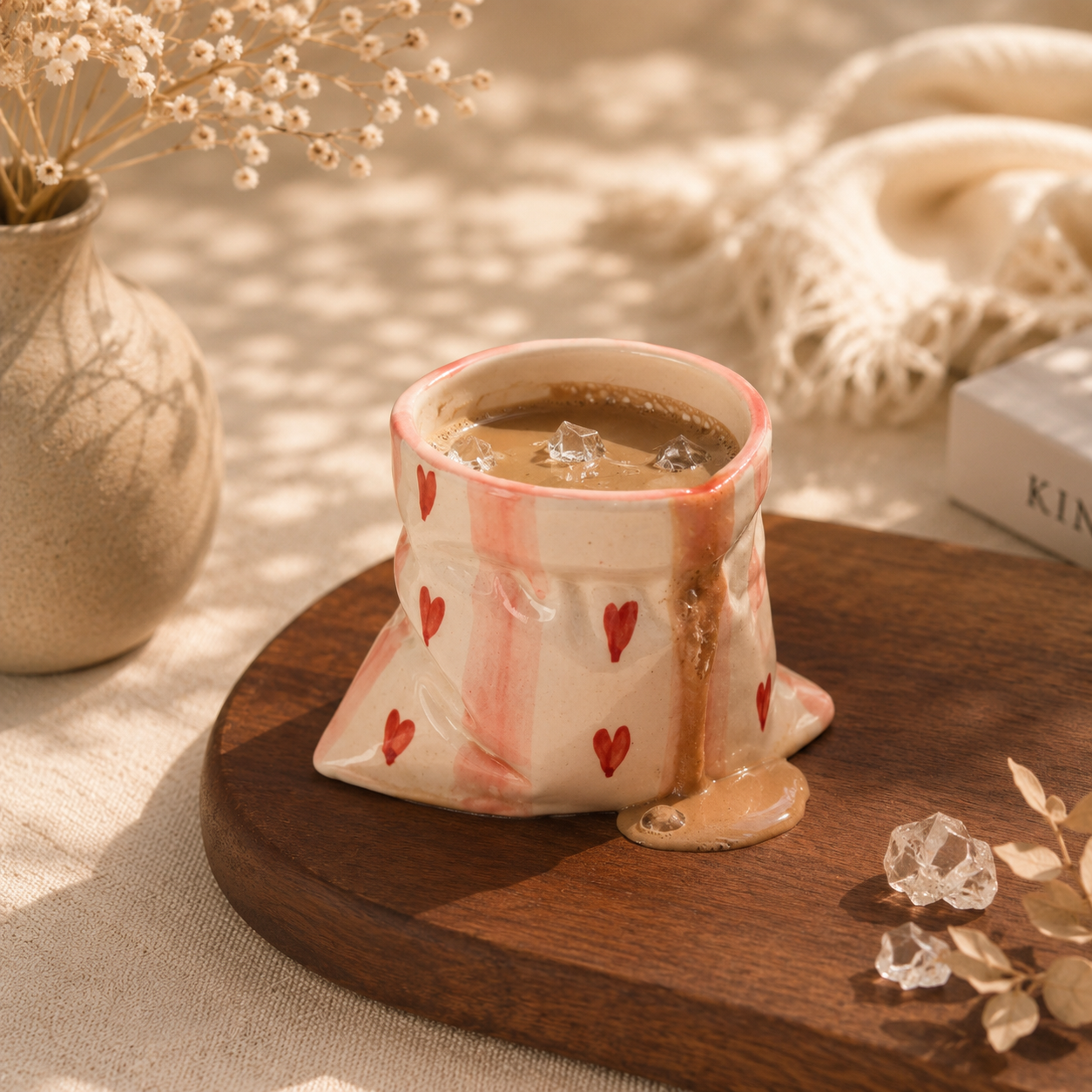 Crumpled Heart Ceramic Coffee Pouch