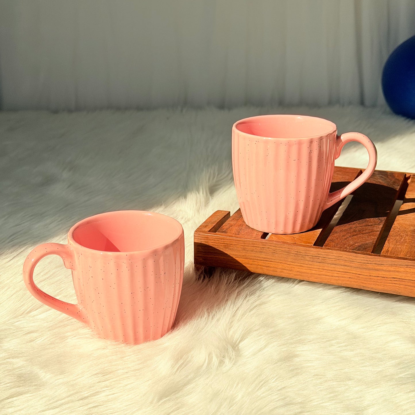 Blush Ribbed Ceramic Coffee Mug
